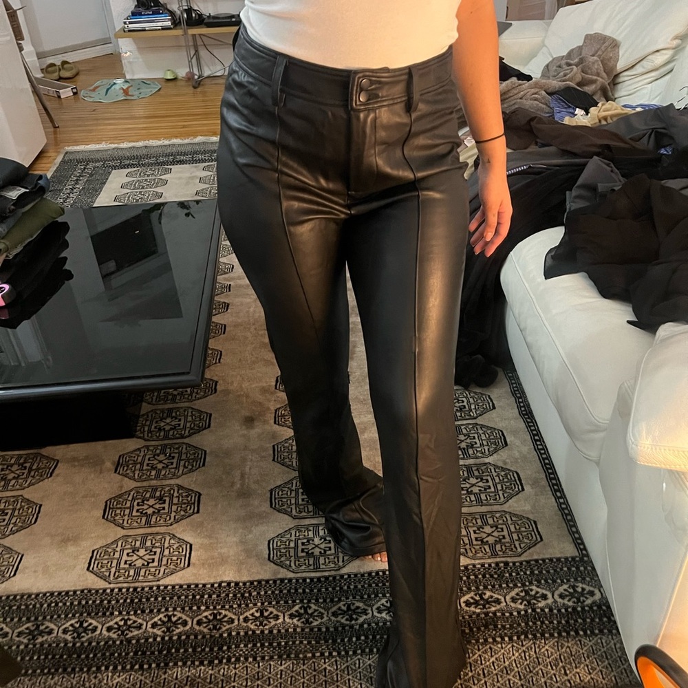 Topshop Pleather Flared Pants Size 10 TALL